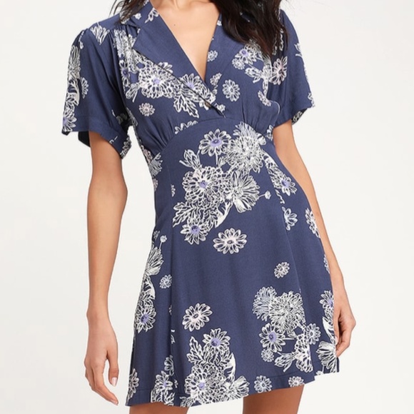 Free People Blue Hawaii Washed Blue Floral Print - Picture 7 of 8